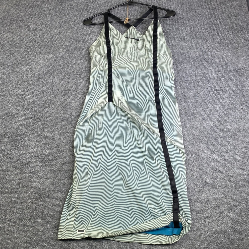 Skfk Agerne Silk Blend Chevron Stripe Midi Slip Dress Green Grey Size 2 FA0021